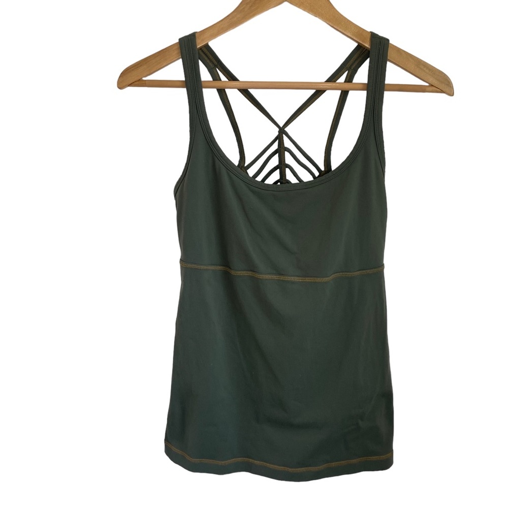 PrAna Women's Naturale Tank Top in Forest Green Size Medium Strappy Detail - Picture 6 of 8